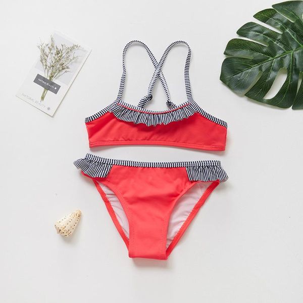 

one-pieces 2021 kids swimwear bikinis set for girls printing bathing swimsuit 2 pieces female split baby children bikini, Black