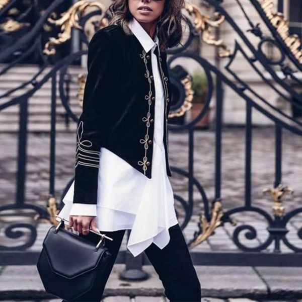 

women's jackets women slim streetwear clothes female double-breasted thin coats autumn formal work suit jacket vintage steampunk short, Black;brown