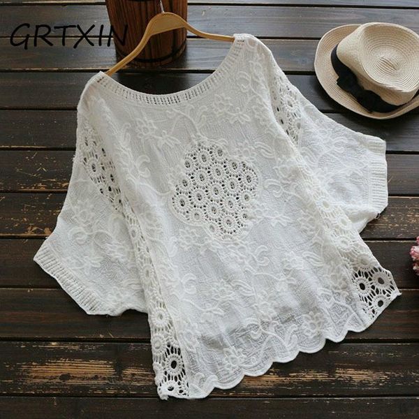 

women's blouses & shirts white blouse blusas female women bawting sleeve hollow out cotton crochet beach boho cropped top