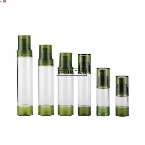 

100pcs 15/30/50/80/100/120ml green refillable airless pump bottle, travel lotion container, plastic cosmetic dispenserhigh qty