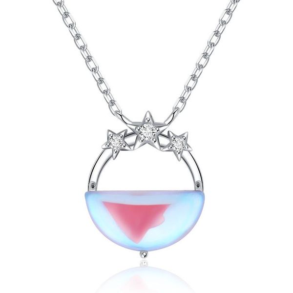 

chains s925 silver necklace female moon full stars simple student birthday gift pendant jewelry choker