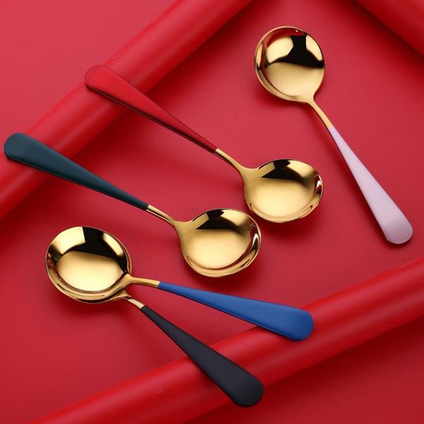

spoons stainless steel round head spoon tableware soup chinese dessert nordic style children's