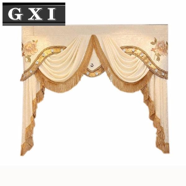 

gxi european luxury elegant flocking hollow short valance window curtains embroidered decoration panels wp321-35