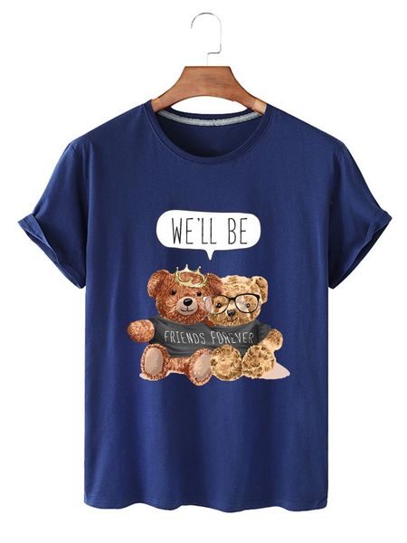 

women's t-shirt summer style lovely bear graphic printing comfortable round neck short sleeve street wear, White