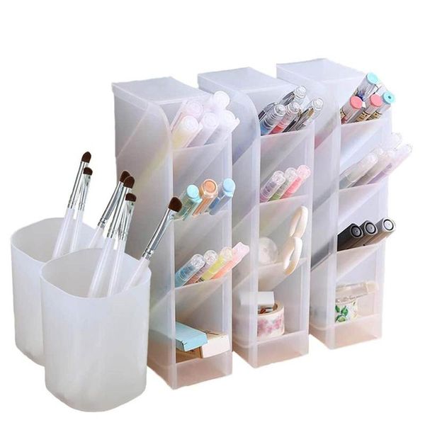 

creative desk organizer pen shelf for office 3 shelves ultifunctional 4 grid deskholder school home storage boxes & bins