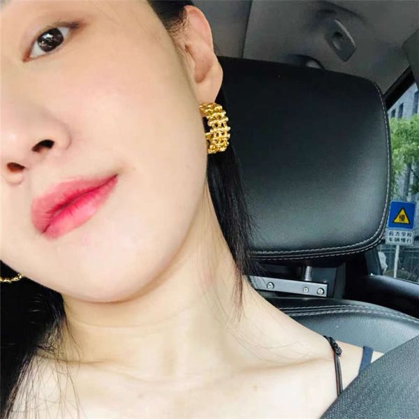 

hbp niche design woven women's gold exaggerated big circle earrings fashion, Silver