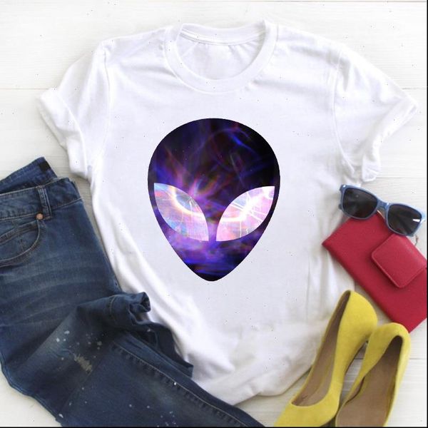 

women face space fashion 90s printed cartoon summer t tee ladies female shirt clothes tshirt womens graphic t shirt, White
