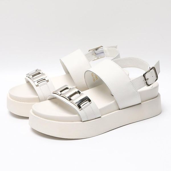 

sandals platform women's 2021 fashion summer metal decoration buckle women shoes thick soled beach casual chunky woman, Black