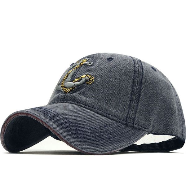 

hats & caps cross-border fishing boat anchor embroidered water-washing embroidery denim baseball hat outdoor korean style distressed summer, Blue;gray