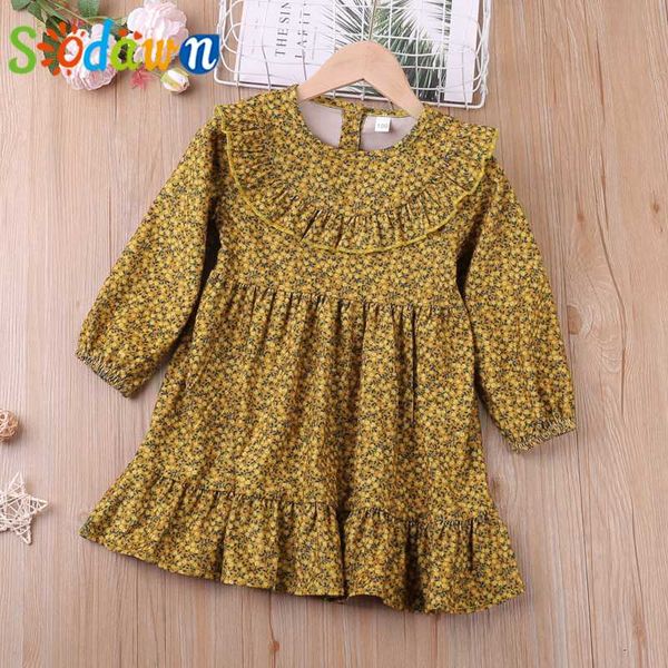

girl's dresses sodawn spring autumn dress long sleeve for girl clothes kid's flower casual, Red;yellow