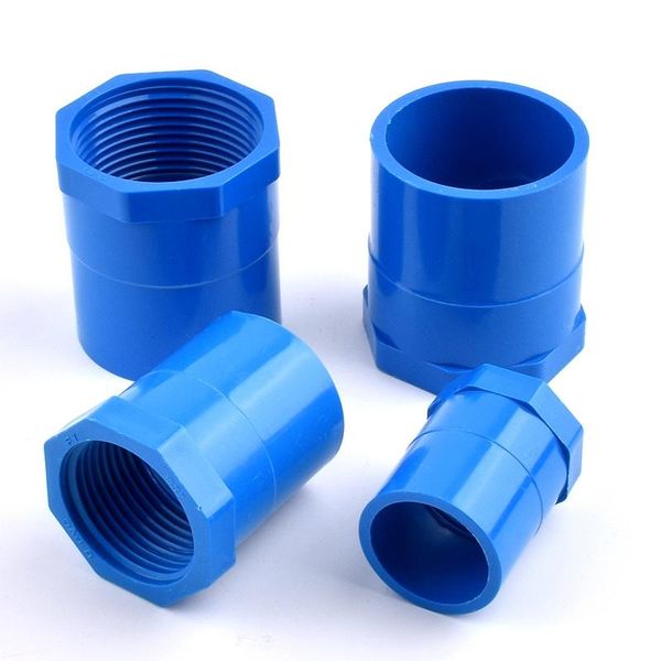 

watering equipments 1-3pcs 20/25/32/40/50/63mm ~1/2"-2" female thread blue pvc connector water pipe joint aquarium parts garden ir