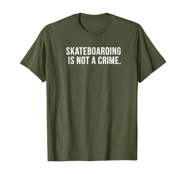 

skateboarding is not a crime skateboarder rights shirt, White;black