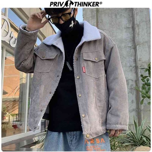 

privathinker men autumn winter thicken warm corduroy jackets men's outwear hip hop coat male teen casual jacket colorful 210811, Black;brown