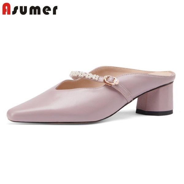 

slippers asumer 2021 arrival test woman genuine leather shoes heels yellow, Black