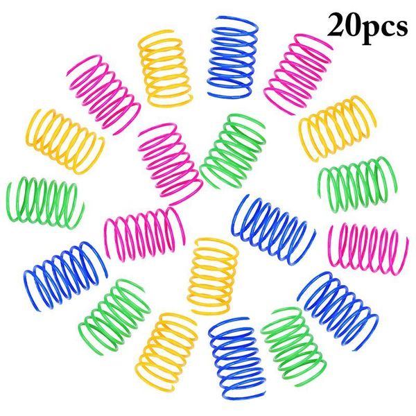 

cat toys 20pcs spring toy plastic colorful coil spiral springs pet action wide durable interactive
