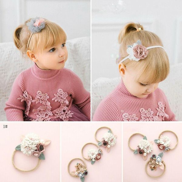 

hair accessories pudcoco stock 3 styles cute kids floral headband toddler baby girl princess flower band headwear, Slivery;white
