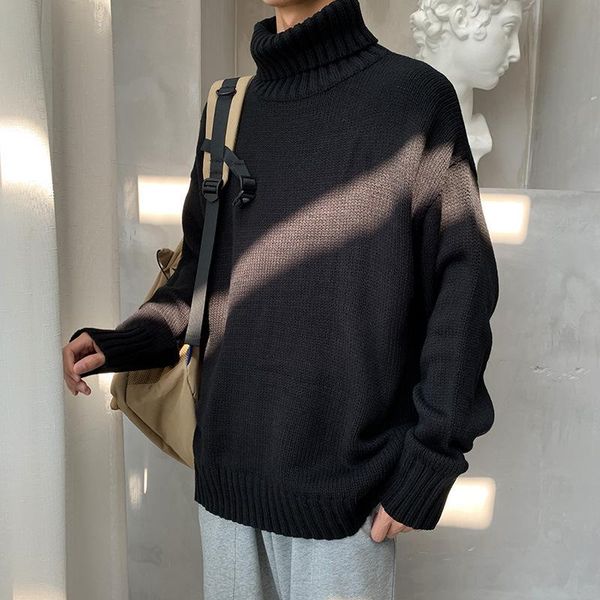 

men's hoodies & sweatshirts fashion autumn and winter solid color lapel sweater korean loose high collar student trend casual, Black