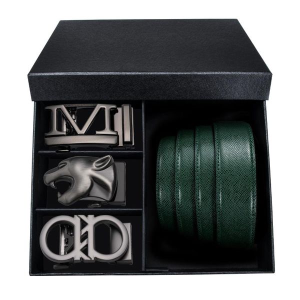 

belts 3.5cm wide classic designer leather mens genuine strap automatic buckle waist belt green gift box, Black;brown