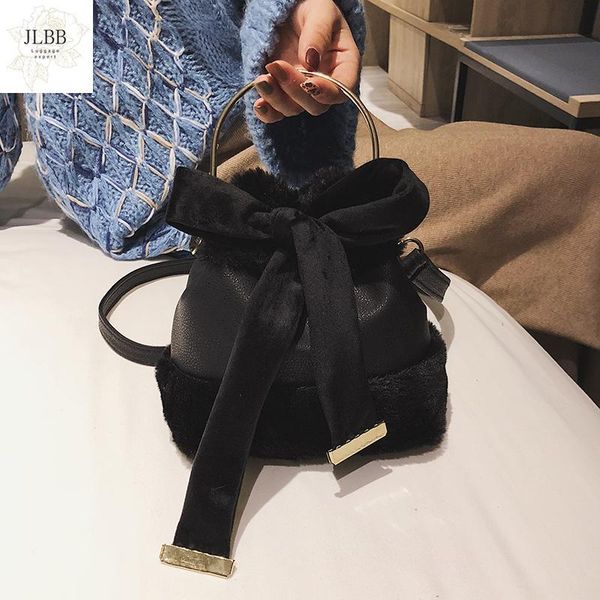 

fashion tote pu luxury buckets designer patchwork bow bag handbags bag faux winter shoulder crossbody women lady plush fur purse uqsjm, Red;black