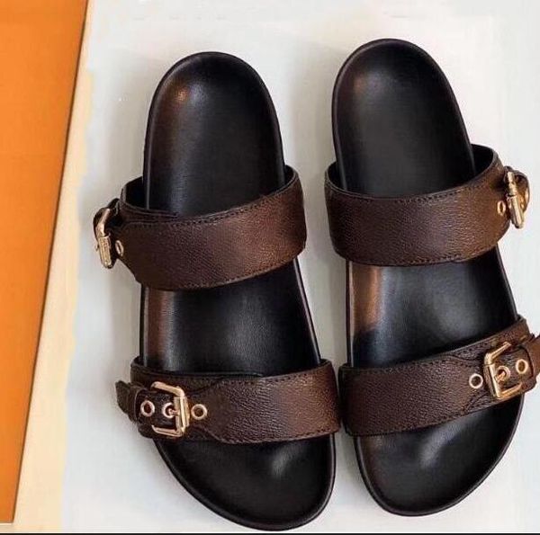

2021 men designers slides womens sandals slipper women floral man flat bottoms striped beach casual outdoor platform loafers shoes, Black