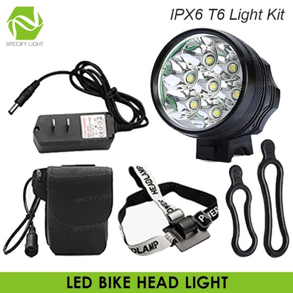 

highlight led 3 mode t6 led bike bicycle light headlight ipx6 waterproof riding light with dc rechargeable battery kit night
