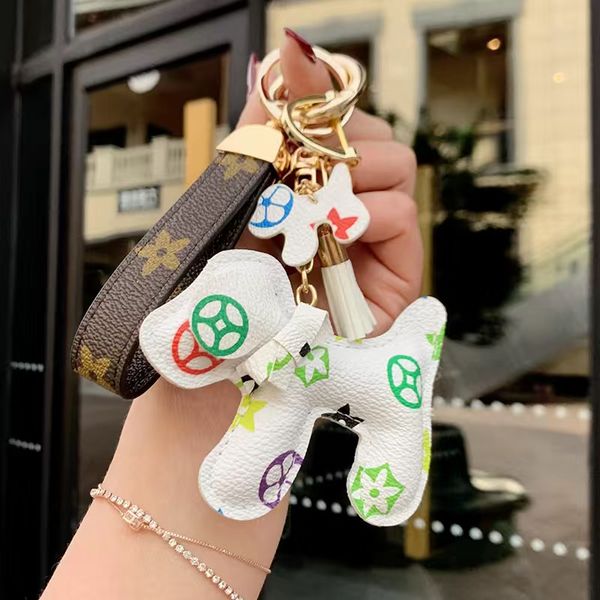 

2021 leather keychains keychain l letter car fashion keys ring lanyard cute key wallet chains rope chain portachiavi with box, Silver
