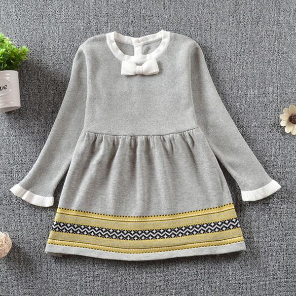 

girl's dresses autumn winter baby kids girl for girls knit 2021 dress long sleeve, Red;yellow