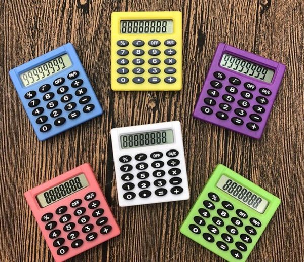 Carino tasca per studenti 8 mini calcolatrici elettroniche digitali caramelle 5 colori calcolo monete batterie calcolatrice forniture per ufficio regalo
