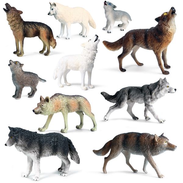 

small size simulation wolf action figures pvc figure collectible toys wild animal figure figurines kids cognitive toys kids gift c0220