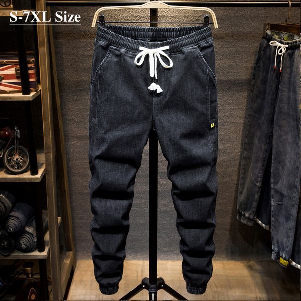 

2021 plus size 5xl 6xl 7xl men's black blue autumn new streetwear fashion stretch denim male brand trousers t0pi