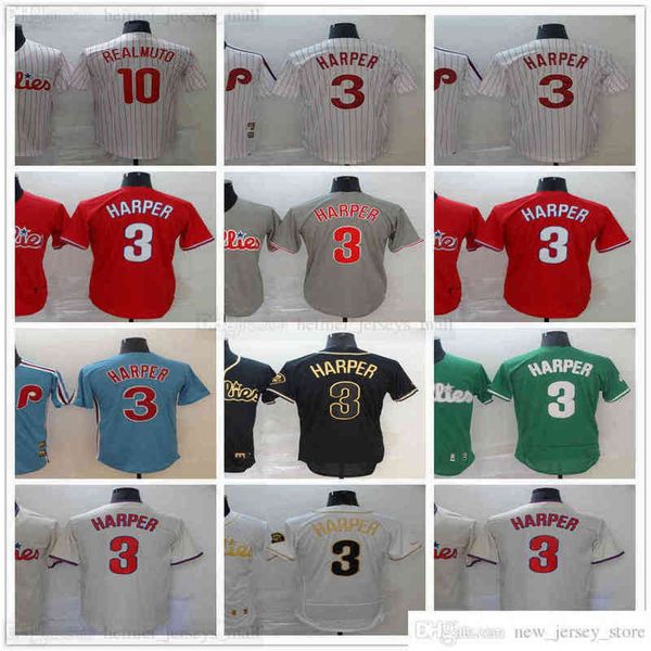 

Stitched 2022-22 Baseball 10 JT 3 Bryce Realmuto Harper Jerseys Red White Blue Jersey Blank No Number Name for Man Black Gold Green Gray, Same as picture