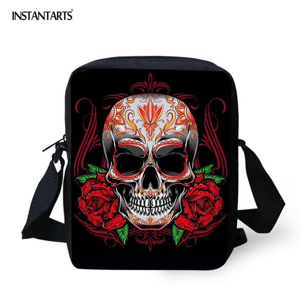 

shoulder bags instantarts women messenger vintage rose skull printing mini crossbody bag for children casual school satchel