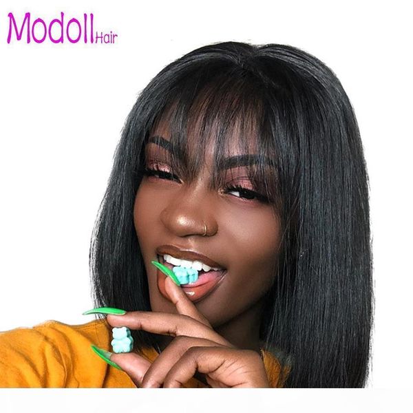 

short bob human hair lace front wigs brazilian straight remy hair lace front human hair wigs lace frontal ombre wig for black women, Black;brown