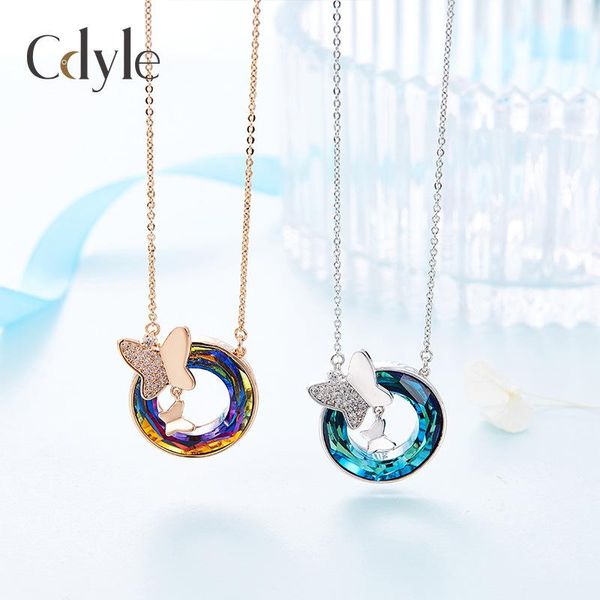 

pendant necklaces necklace rose gold butterfly lucky wheel crystal women fashion simple hundred creative collarbone chain, Silver