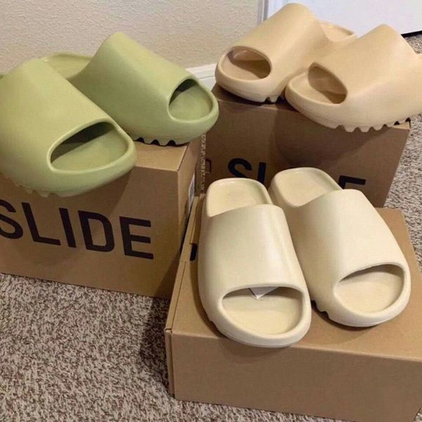 

2021 slides slippers foam runner desert sand triple rubber black graffiti bone flat resin slide sandal mens slipper with box 2020 x01d#
