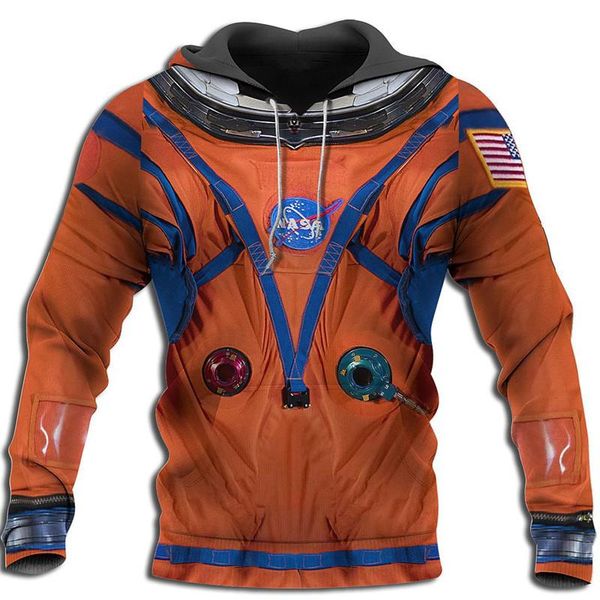 

men's hoodies & sweatshirts comfortable zipper pullover astronaut suit pattern 3d full print cosplay hoodie fall/winter casual sweats, Black