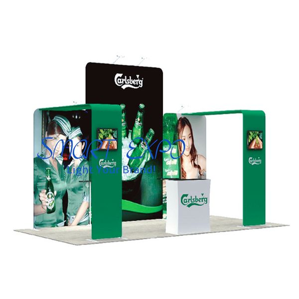 

10x20 trade show kiosks banner advertising display for exhibition booth with frame kits customized printed graphics carry bag