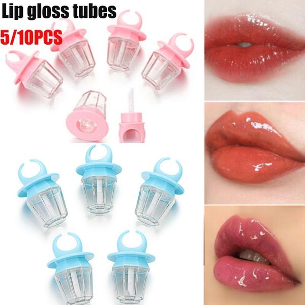 

storage bottles & jars 5/10pcs 8ml pink lip gloss tube lips bottle wand brush container ring shape empty lipgloss