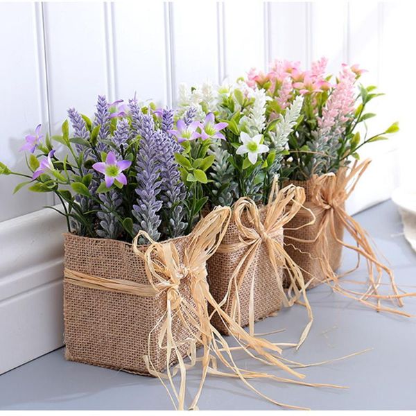 

decorative flowers & wreaths artificial lavender silk wedding party fake bridal bouquet home decorations potted