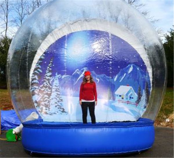 Cenário personalizado belo cúpula inflável de cabine de estande de photo de neve à venda Human de 3 m de Natal para decoração de Natal do quintal de navio/trem para porta