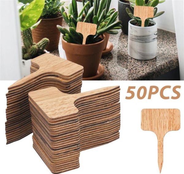 

wholesale garden decorations bamboo plant labels for outdoor tags waterproof 2.36x4 inches t-type wooden markers flower vegetable nursery kd