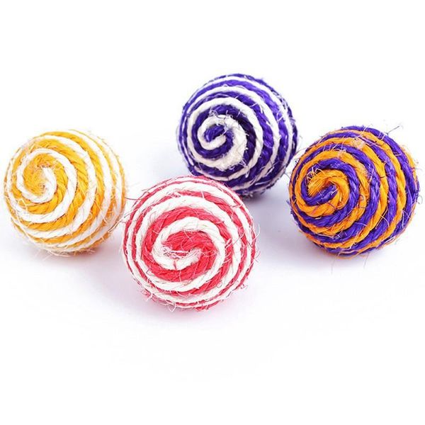 

cat toys 1 x pet dog rope ball kitten teaser chew rattling cute playing sisal (random colour)