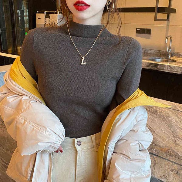 

women's sweaters soft, slim and thin double-sided de veet half high collar bottomed shirt for women in autumn and winter thickened inne, White;black