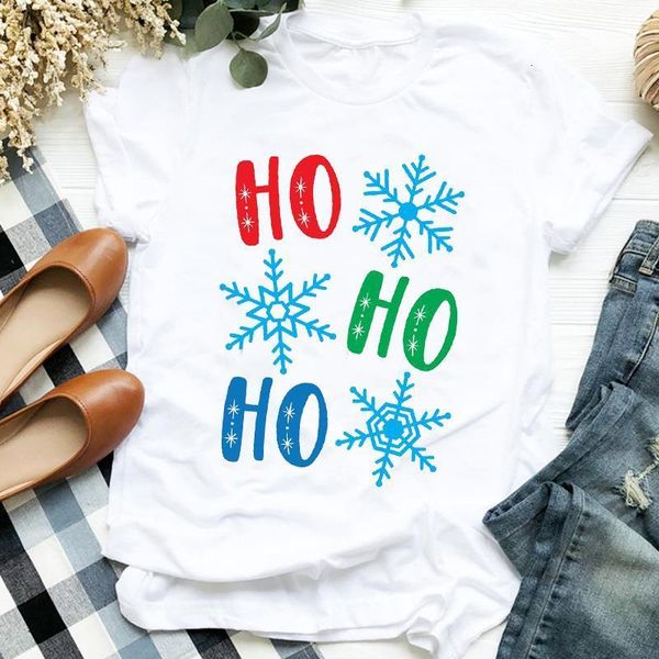 

women clothing printing snowflake 90s cute holiday merry christmas clothes ladies graphic print tee tshirt female t-shirt, White