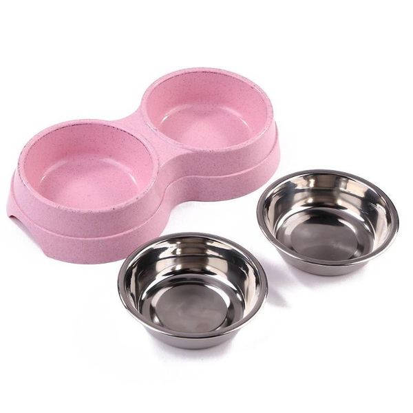 

dog bowls & feeders macarone double pet bowl plastic puppy cat water drinking dish feeder feeding supplies small accessories