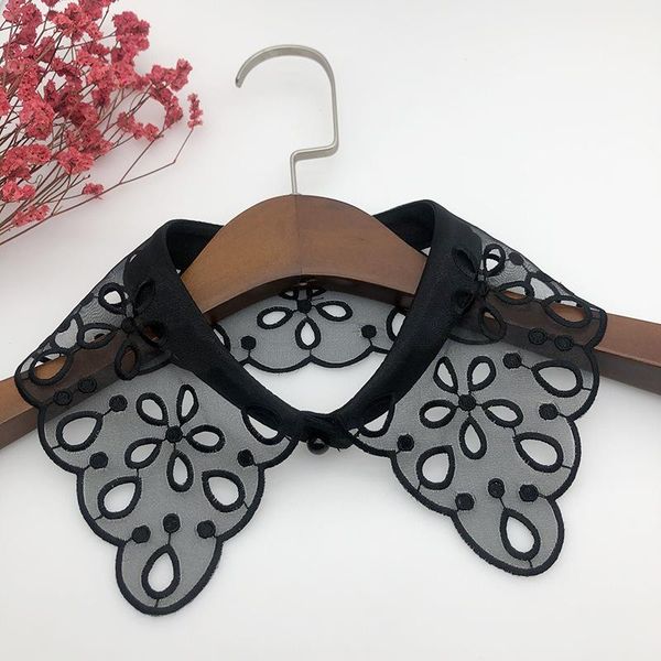 

bow ties 2021 korean women shirt detachable collars lace hollow false collar shirts sweater girls dress fake decorative, Black;gray