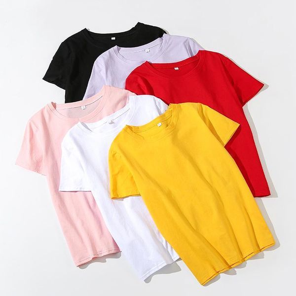 

women's t-shirt 100% cotton women summer basic t shirt white o-neck short sleeve t-shirts casual solid loose tee tshirt femme1