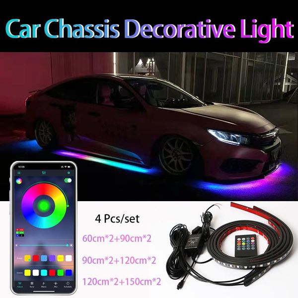 

interior&external lights 4pcs led car exterior chassis ambient light with 12v app remote control music multi-mode auto decorative