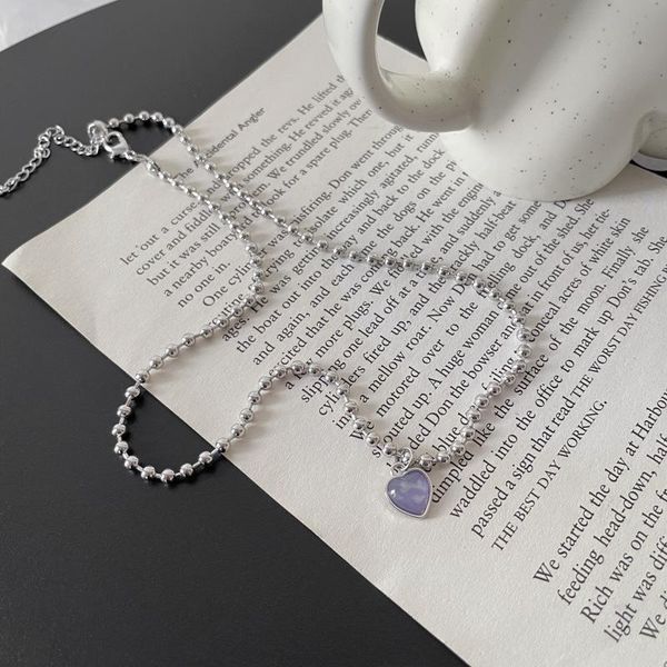 

pendant necklaces necklace for women heart-shaped fashion temperament bead lock, Silver