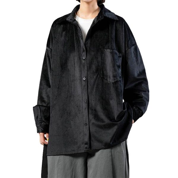 

new oversize shirt men fashion solid color loose long sleeve mens dress shirts streetwear casual hip hop clothes dropshipping, White;black